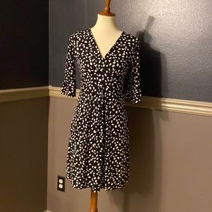 Loft Petites Black and White A line Business Casual Dress